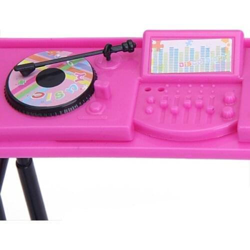 New Arrivals Dollhouse Miniature Shocking Pink Music Console Set For Doll Collection Kids Classic Toys Dolls Accessories