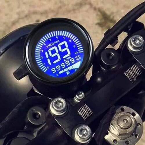 Motorcycle Universal Digital LCD Screen Speedometer Odometer Techometer Fuel Gauge For 1-4 Cylinders