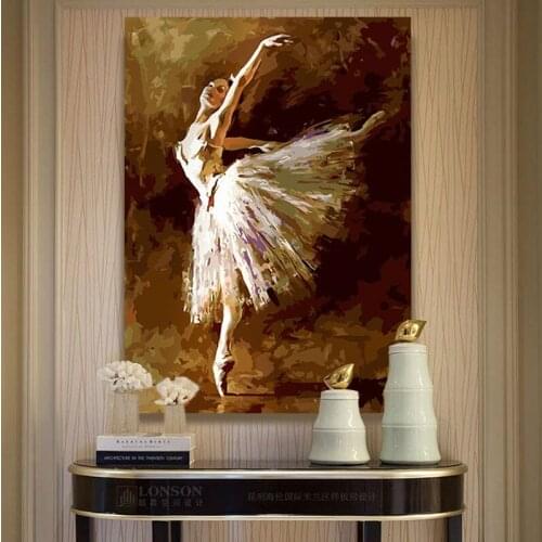 Ballet girl coloring by numbers home decor canvas painting digital paint by numbers diy oil painting