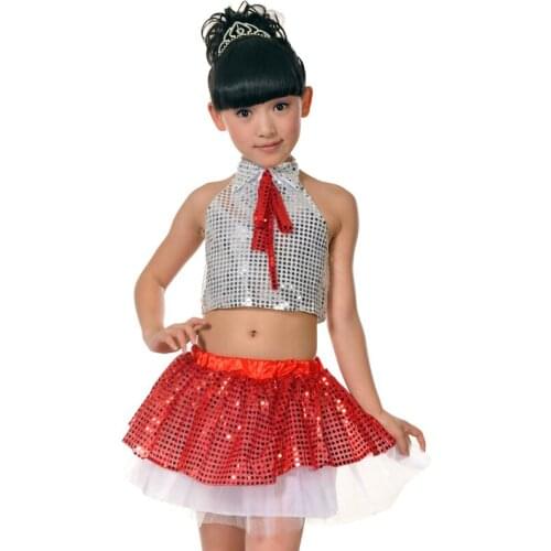 New Standard Ballroom Dance Dress Childrens Girls Show Modern Dance Sequins Choral Suit Dresses Kids Jazz Dancing Pupils B-3042