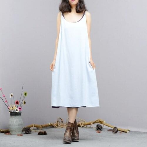 New arrival original womens clothing Simple and light texture cotton and linen summer cool fashion tide dress bottoming dress