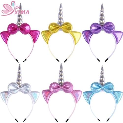 1PC Unicorn Party Supplies Girls Hair Bows Unicorn Headbands Children Photo Props Party Hair Hoop Hairbands Kids Headwear