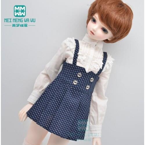 BJD doll clothes fits 40-45cm 1/4 MSD MK MYOU fashion polka dot suspender dress shirt