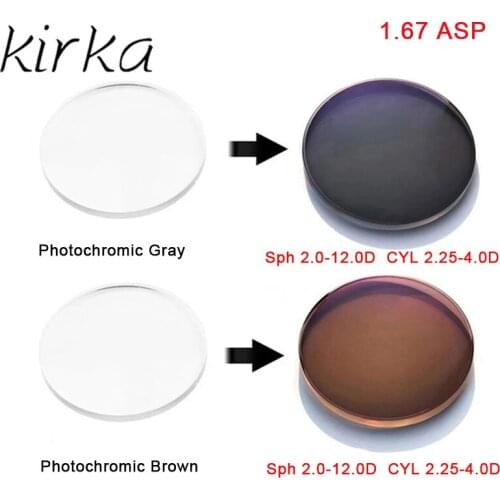 Kirka 1.67 Transition Lens Sunglasses for Myopia Optical Prescription Lenses For Myopia Grey/Brown Color 1 Pair UV Protect