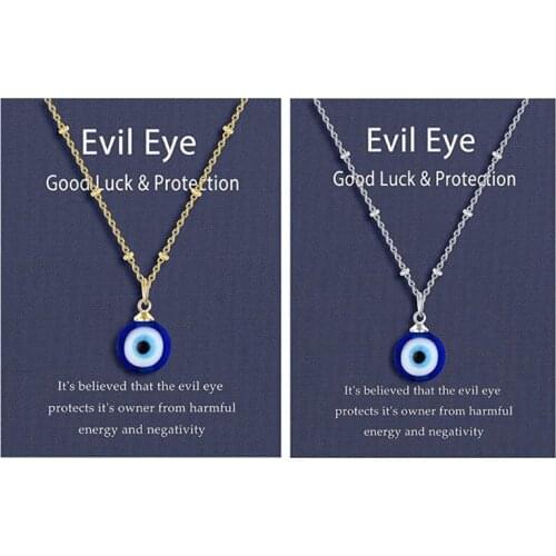Evil Eye Necklace for Women Men Blue Turkish Golden/Silver Chain Evil Eye Necklace Lucky Protection Necklace