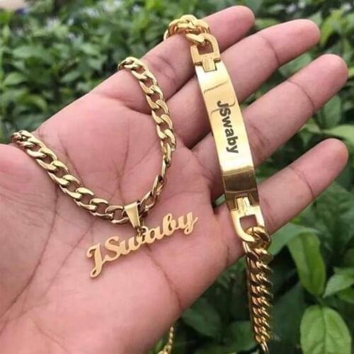 Hip Hop Custom Name Necklace Cuban Brake Chain Personalized Nameplate Pendant Necklaces Women Men Engrave Jewelry Christmas Gift