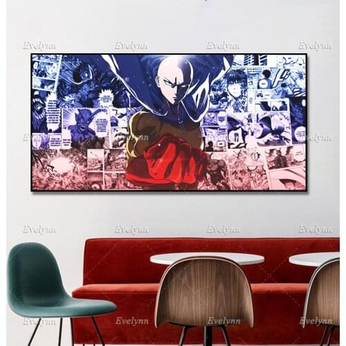 Anime Poster Saitama One Punch Man Modern Cartoon Art Print on Canvas Wall Modular Pictures Living Room Home Decor Art Painting