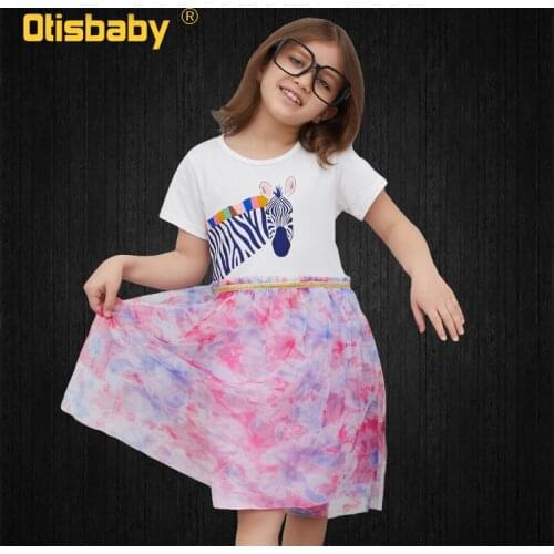 Casual Cotton Unicorn Midi Dress Kids Clothes Girls Summer Light Dresses 2021 Birthday Childrens Clothing Sundress 2 to 8 years