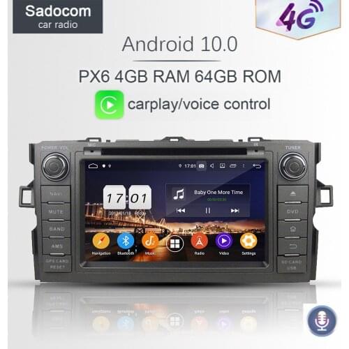 PX6 DSP 2 din Android 10.0 Car DVD Player 64GB ROM 4GB RAM 8 core car radio 5.0 For Toyota Auris 2010-2014 multimedia autoradio