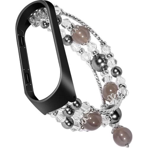 Jewelry Watch Strap for Xiaomi Mi Band 5 4 3 Bracelet Fashion Bead Wristband Replacement for mi band5 4 3 Women Girl Wriststrap
