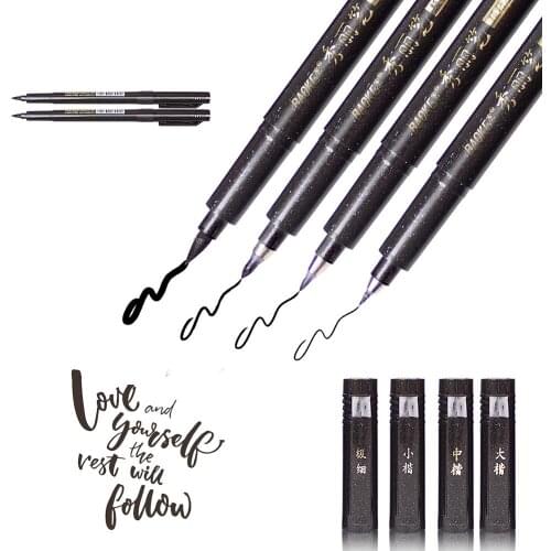 Calligraphy Brush Pen Set 4 Pcs Pen School Kit art Brushes for Writing Painting Back to School Large Drawing Set Sketching Pen