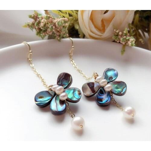 Korean Vintage Butterfly Earring Natural Freshwater Pearl Drop Earrings Fashion Geometric Ear Line Real 18K Gold Plated Jewelry