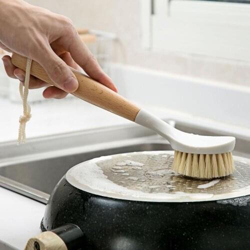 Kitchen Wood Cleaning Brush Long Handle Washing Brushes for Pot Pan Glass Dish Cup Brush Sink Scourer Kitchen Accessories