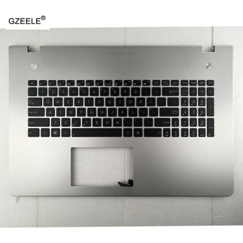 GZEELE US Keyboard for Asus N76 N76VB N76VJ N76VM N76VZ silver top case Laptop palmrest upper case KB bezel with Backlight