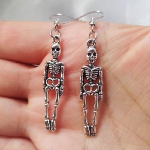 Halloween Vintage Skeleton Skull Dangle Earrings for Women Jewelry Goth Party Gifts Aretes De Mujer Modernos Punk Drop Earrings