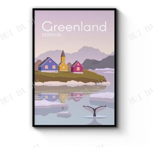 Retro Greenland Denmark Vintage Travel Tourism Home Decor Artwork Wall Art Poster Print