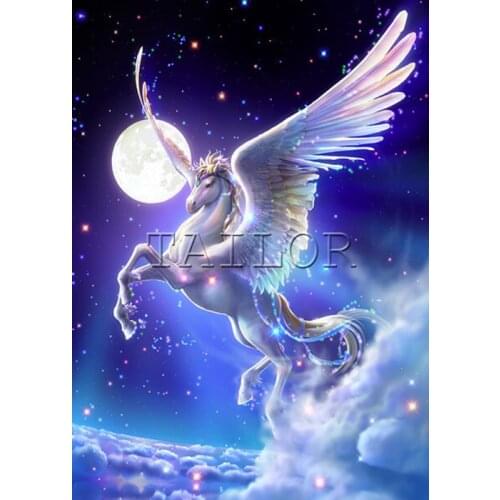 Cross stitch cuadros full square embroidery 5d diamond painting kit set complet horse unicorn landscape art dirll drawing mosaic