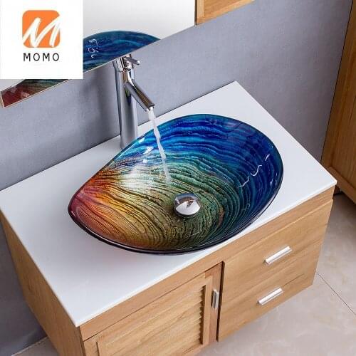 High quality art basin modern bathroom sink Hotel Restaurant Luxury wash basin Tempered Glass basin Bathroom Sink factory sup