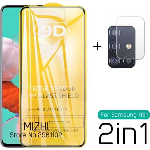 2in1 9d full gule protective glass for samsung a 51 camera lens screen protector for samsung galaxy a51 a71 a515f 51a glass film