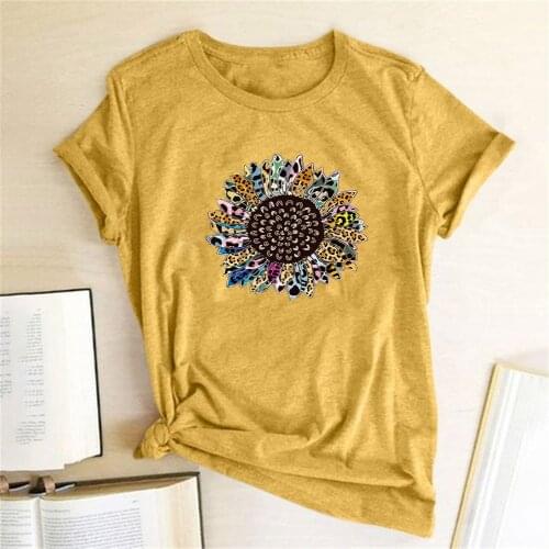 Sunflower Printing T Shirt Women Short Sleeve Summer T Shirt Vintage Flowers Graphic Tees Blusas Mujer De Moda 2020 Verano