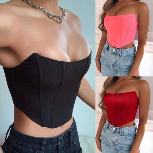 Fashion Cropped Top Off Shoulder All-match Comfortable to Wear Solid Color Backless Sleeveless Women Satin Tube Top for Home