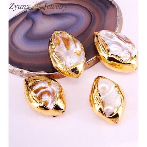 10PCS,Gold Color Baroque Beads, Oval shape Freshwater Pearl Spacer Bead for Unique Jewelry Making Supplies