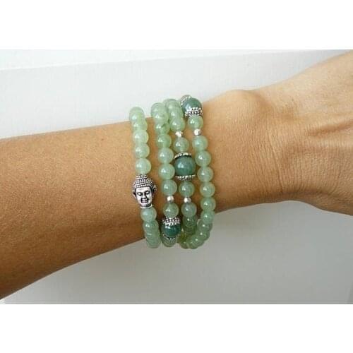 108 mala necklace Green Aventurine bracelet 108Mala Buddha beaded bracelet Yoga healing jewelry Buddhist