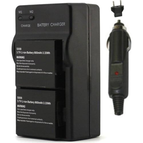 2pcs Sjcam bateria 3.7V 900mAh Battery +Dual Wall Charger+Car Charger+EU plug for SJ 4000 SJ5000 5000 Plus SJ5000x SJ6000 SJ7000