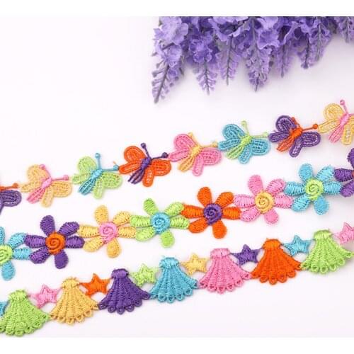 2yards Colour 2.5cm Embroidered Lace Petal Barcode Embroidery Lace Ribbon DIY Handmade Sewing Ribbon Accessories
