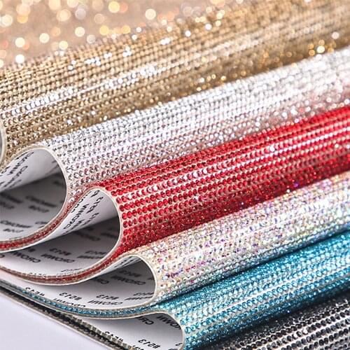 24*20cm Bling Glitter Rhinestone Crystal Gem Sticker Decal Sheet DIY Double-sided Self-adhesive Car Tablet Present Decoration