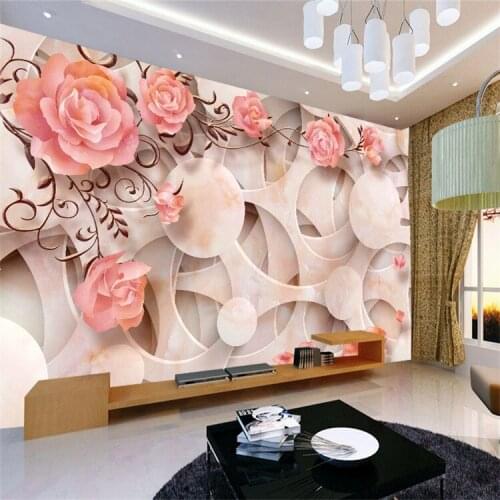 3D Stereo Wallpaper Relief Wallpaper Seamless Wall Cloth Bedroom Living Room Sofa TV Background Wallpaper Rose Flower