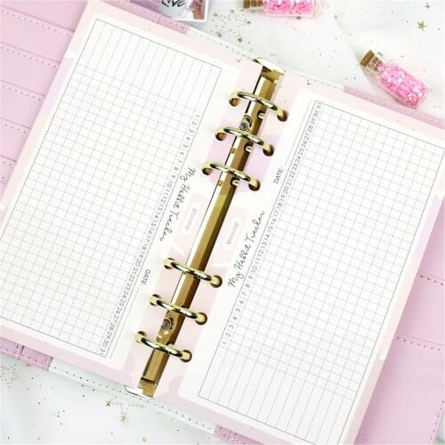 40 Sheets A5/A6 Habbit Tracker Notebook Inner Pages 6 Ring Binder Refills Cute Stationery Loose Leaf Binder Organizer Notebook
