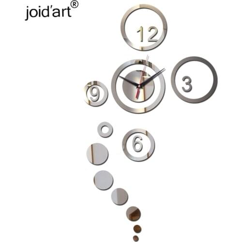 2019 new promotion clock on wall diy round mirror glass for bedroom office home decoration silent Acrylic