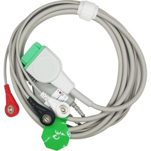 ECG Cable One Piece 3 Lead Wires 11 Pin Snap 4.0 End AHA Standard for GE Marquette Patient Monitor Dash Eagle Solar Systems