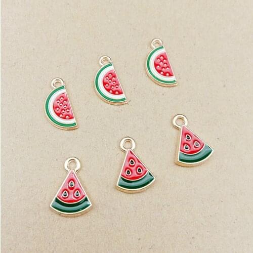 10pcs watermelon charm enamel charm for jewelry making fashion charm earring pendant cute fruit charms