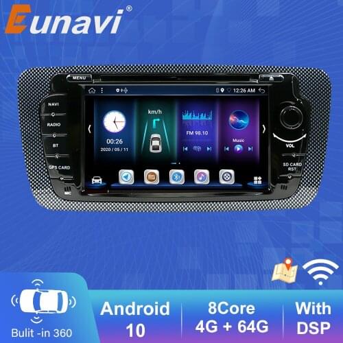 Eunavi Android 10 Car Radio GPS For Seat Ibiza 6j 2009 2010 2012 2013 Headunit Multimedia Video Player 7 inch Screen 2 Din DVD