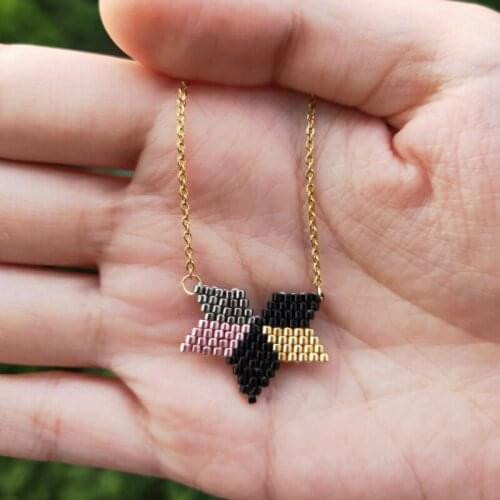 FAIRYWOO Vintage Star Necklace Miyuki Handmade Beaded Pendant Delica Jewelry Gifts For Lover Woman Bohemia Gold Chain Choker