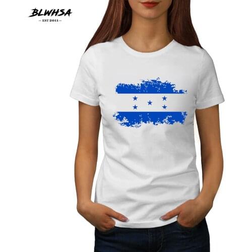 BLWHSA Honduras Flag Printing T shirt Women Casual Round Neck 100% Cotton Brand T-shirts Honduras National Flag Female Clothing