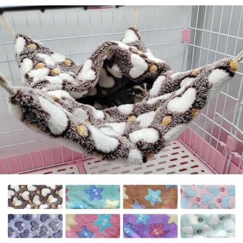 Pet Hammock Pet Bed Double-layer Plush Soft Winter Warm Hanging Nest Sleeping Bed Small Pets Hamster Squirrel Chinchilla Houses