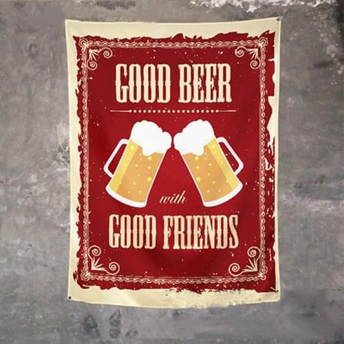 GOOD BEER WITH GOOD FRIENDS! Poster Wall Hanging Beverage Banner Flag With Four Grommets for Dorm Room Decor Outdoor Parties