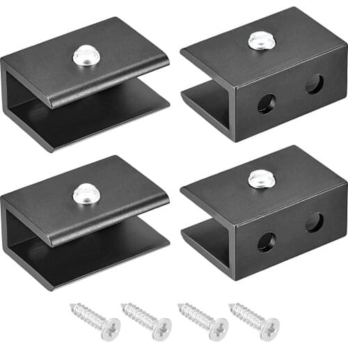Uxcell Glass Shelf Bracket Aluminum Alloy Rectangle Clamp Clip for 5-8mm Thick 4pcs