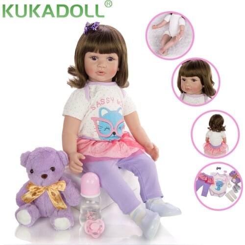 KUKADOLL 24 Inch Bebe Reborn Dolls Cloth Body Stuffed 60 CM Lifelike Reborn Boneca Fashion Baby Doll Toy For Kid Birthday Gifts