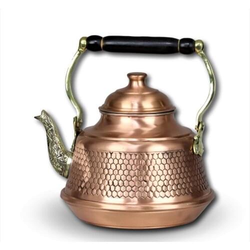 Morya Copper Turkish Tea Pots Set 1teapot Warmer Coffee Teaware Kettle Infuser Vintage Kitchen Decor Handmade 2.4 Lt