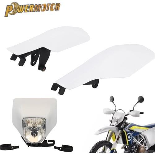 White Motorcycle Handguards Hand Guard H4 Headlight Headlamp For Husqvarna FC TC FE TE FX TX 2016 2017 Enduro Dirt Bike