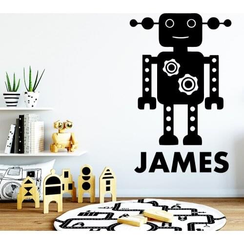 American-Style Robot Custom Name Wall Stickers Modern Interior Art Wall Decoration Children Room Wall Stickers Wallpaper