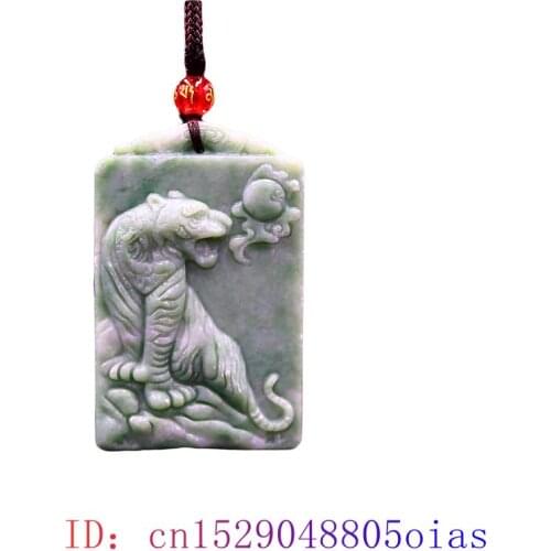 Jade Tiger Pendant Amulet Fashion Jewelry Gemstone Gifts Women Chinese Necklace Charm Natural Accessories Carved