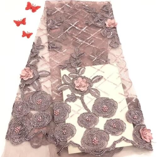 New Nigeria 3D Lace Fabric 2021 High Quality Tulle African Lace Fabric Wedding French Tulle Lace Fabric RF1603771