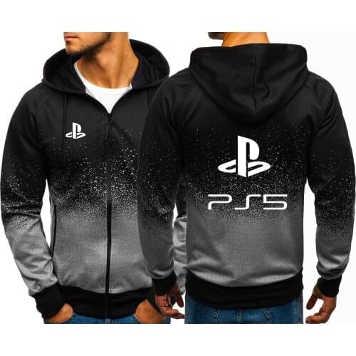 New Men PlayStation Print Custom Comfortable Casual Harajuku Gradient Color Gradient Sweatshirt Zipper Decal Jacket Hoodie