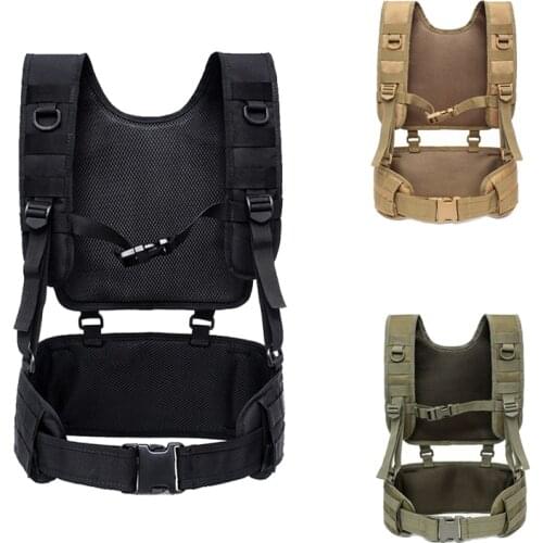 Hunting Molle Vest Tactical Waist Padded Belt With Harness Paintball Airsoft Chest Rig Vest Outdoor Training Combat Body Armor