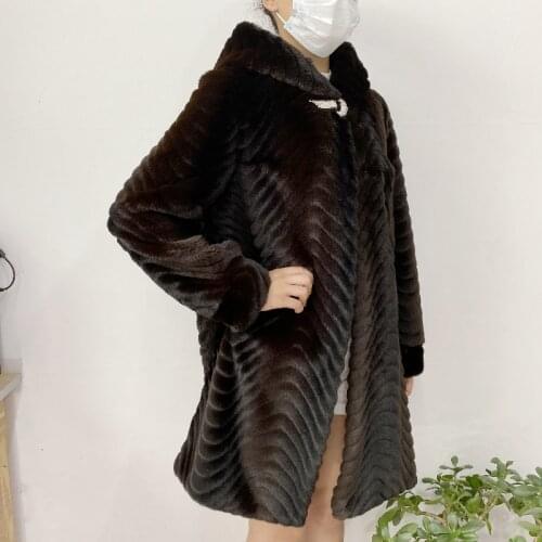 Winter Fur Warm Large Size Faux Fur Coat Women Long Sleeve Hooded Coat Elegant Luxury Fashion